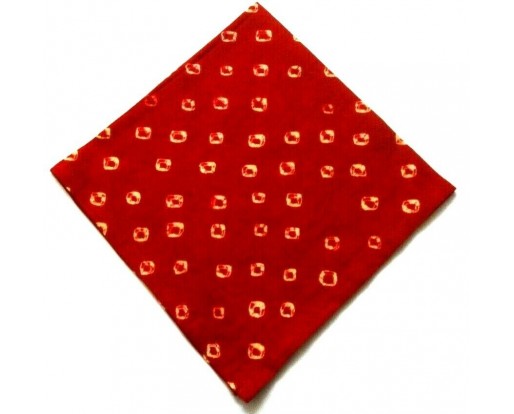 Bandhani Bright Red Pocket Square Handkerchief Napkin Hanky Wedding Party 14.5"